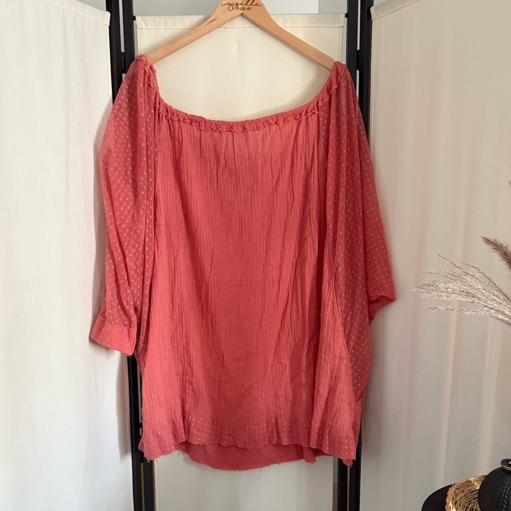 61. Free People Coral Bishop Sleeve Tunic